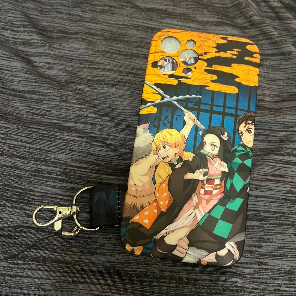 New Demon Slayer Anime Phone Case with Lanyard Strap for iPhone 13 Pro